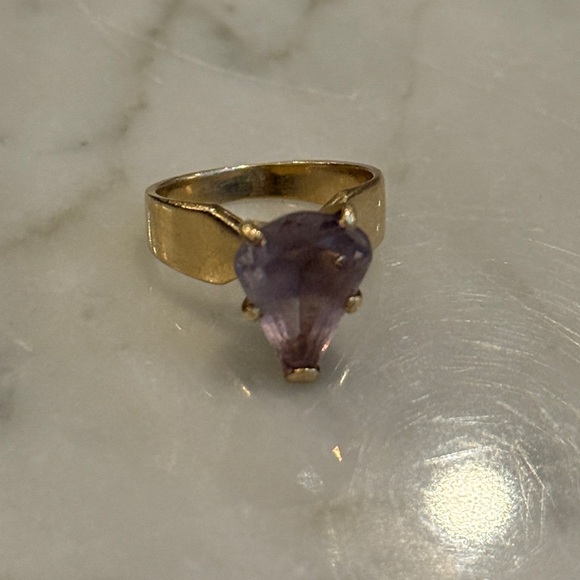 GOLD & AMETHYST Rose de France Cocktail Ring, 14K Circa 1960s–70s - Picture 8 of 8
